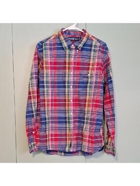 Ralph Lauren 100% Cotton Rainbow Button Up Dress Shirt Size Large